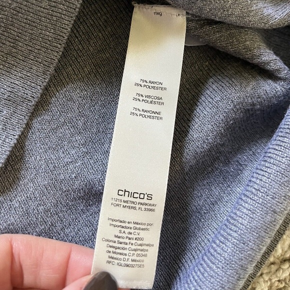 Chicos Women’s Gray Turtleneck Long Sleeve Size 2 Large Rayon Stretch - Picture 7 of 10